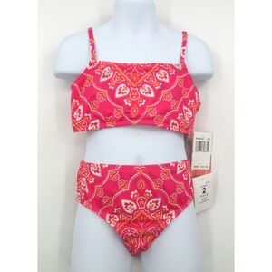 HOBIE GIRLS BANDANA‎ 2 PIECE BIKINI SWIMSUIT Girl's Size 7 PINK